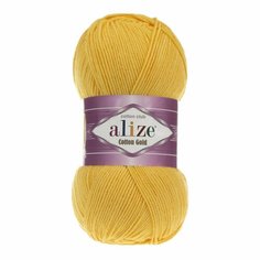 Пряжа ALIZE Cotton gold, желтый - 216, 55% хлопок, 45% акрил, 5 мотков, 100 г, 330 м.