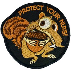 Нашивка, шеврон, патч (patch) на липучке Protect your nuts (Защити свои орехи), размер 9,5*9см Rocknrolla