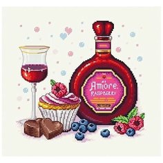 Набор для вышивания Сделано с любовью "Малиновый ликёр" 25x25 см, Напитки Десерты Еда