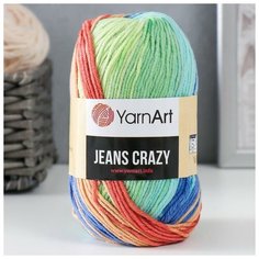 Пряжа "Jeans crazy" 55% хлопок, 45% акрил 160м/50гр (8209 синий-салат) Yarn Art