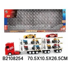 Автовоз инерционный с 2-мя прицепами Зебра