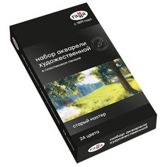Акварель художественная Гамма "Старый Мастер", 24цв*2,6мл, кюветы, с кистью, пластик. коробка