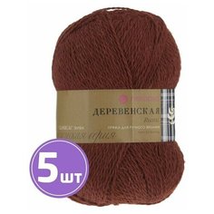 Пряжа Пехорка Деревенская (487), красное дерево, 5 шт. по 100 г