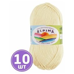 Пряжа для вязания крючком, спицами Alpina Альпина MELISSA классическая средняя, вискоза, цвет №04 Бледно-желтый, 125 м, 10 шт по 50 г