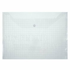 Папка-конверт на кнопке А4, 80 мкм, "Клетка", прозрачный, бесцветный, 20 шт. Calligrata