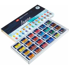 Краски акварельные для рисования Невская палитра Ладога, 24 цвета по 2,5 мл ЗХК