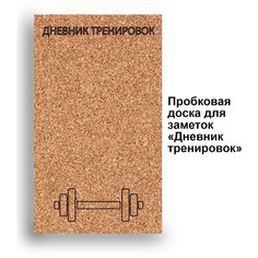 Пробковая доска без рамки на стену  Тренировки  48х28х2 см. (Расписание Распорядок Спорт Стиль жизни Штанга) Doski4you