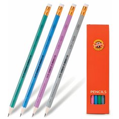 Карандаш чернографитный KOH-I-NOOR, 1 шт, "Astra", НВ, с ластиком, корпус ассорти, заточенный, 1380, 1380002017KSRU