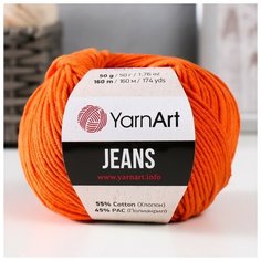 Пряжа "Jeans" 55% хлопок, 45% акрил 160м/50гр (85 морковный) Yarn Art