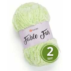 Пряжа для вязания YarnArt Fable Fur (ЯрнАрт Фейбл Фур) - 2 мотка 983 салат, меховая, 100% микрополиэстер, 100м/100г