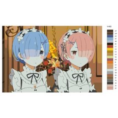Картина по номерам V-452 "Аниме RE: ZERO (РЕ зеро). Рем и Рам. Rem и Ram", 60x90 см Brushes Paints
