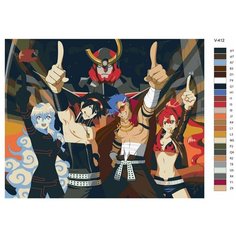 Картина по номерам V-412 "Аниме: Гуррен-Лаганн (Gurren-Lagann). Камина, Ёко, Симон и Ния (Kamina, Yoko Littner, Simon, Nia)", 40x50 см Brushes Paints