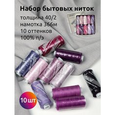 Ideal Набор бытовых ниток 40/2, MIX L сиреневые оттенки, сиреневый 366 м х 10 шт.