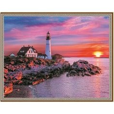 Алмазная мозаика пейзаж закат на подрамнике 40х50см круглые стразы HWA4314-1 Нет бренда