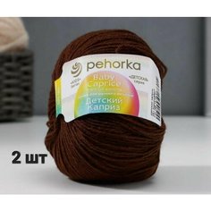 Пряжа Пехорка Детский каприз Коричневый (251) 2 мотка 50 г / 225 м (50% шерсть 50% фибра)