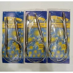 Спицы круговые дл.80 (8мм,9мм,10мм) дл.80см/Набор спиц для вязания на металл. тросике Gale