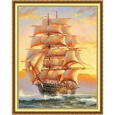 Алмазная мозаика на подрамнике 40*50 "На полных парусах" полная выкладка, круглые стразы Нет бренда