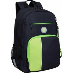 Рюкзак школьный RB-355-2/2 черный - салатовый Grizzly