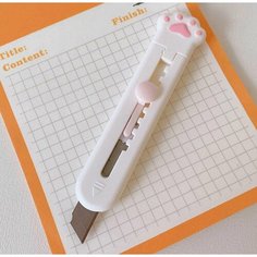 Канцелярский нож кошачья лапка белый Static Paper