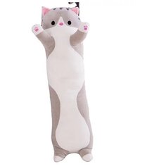 Мягкая Игрушка Кот Подушка Серый 50 см, Антистресс, Багет, Обнимашка Yuma Toys