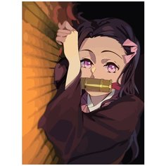 Картина по номерам на холсте Аниме Клинок рассекающий демонов Незуко - 7531 В 30x40