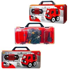 Машинка-конструктор Junfa Сделай сам, "Пожарная машина", в чемоданчике (0590-7)