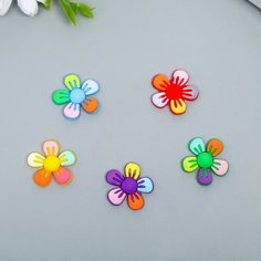 Декор для творчества резина "Разноцветная ромашка" набор 15 шт микс 2,5х2,5 см Арт Узор