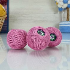 Пряжа ПНК им. С. М. Кирова Ирис набор 6 шт, розовый - 1502, 100% мерсеризованный хлопок, 6 мотков, 25 г, 150 м.