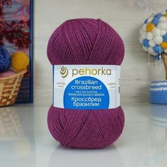 Пряжа пехорка Кроссбред Бразилии (Пехорка), Цикламен - 40, 50% мериносовая шерсть, 50% акрил, 5 мотков, 100 г, 500 м.