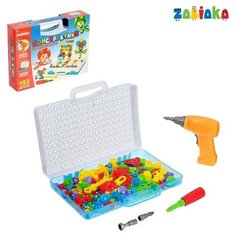 Конструктор винтовой «Конструктики» с шуруповёртом, 193 детали Zabiaka