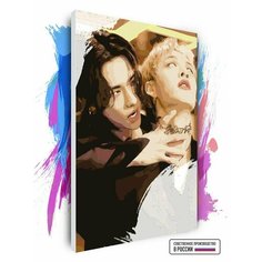 Картина по номерам на холсте Stray Kids Хёнджин и Чан Red Lights, 80 х 120 см Красиво Красим