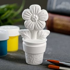 Фигура для раскраски "Цветок в горшке" белая, 4х9х4,5см Нет бренда