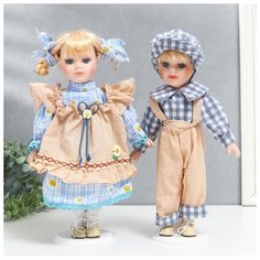 Кукла коллекционная парочка "Лиза и Коля, наряды в ромашку" набор 2 шт 30 см NO Name