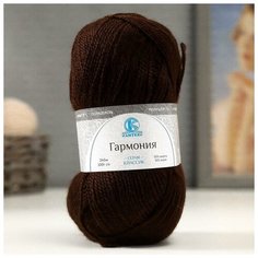 Пряжа "Гармония" 50% шерсть, 50% акрил 245м/100гр (063 шоколад) Камтекс