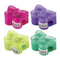 Точилка ручная пластиковая Пифагор "Бабочка" (1 отверстие, с контейнером) (226935), 24шт.