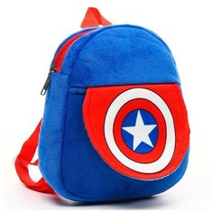 Рюкзак плюшевый "Капитан Америка" на молнии, с карманом, 19х22 см, Мстители Marvel