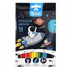 Карандаши цветные 18 цветов schoolформат Space Adventure (6гр) картонная коробка, 8 уп.