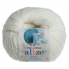 Пряжа "Baby Wool" 40% шерсть, 40% акрил, 20% бамбук 175м/50гр (62 молочный) Alize