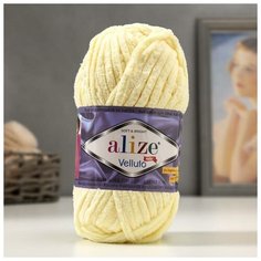 Пряжа "Velluto" 100процентов микрополиэстер 68м/100гр (13 св. лимон) Alize
