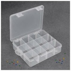 Контейнер для декора, с подвесом, передвижные ячейки, 12 ячеек, 13,8 × 11,3 см, цвет прозрачный Queen Fair