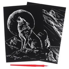 Набор гравюр «Волк и лётчик» с металлическим эффектом «золото», 2 шт, А5 Школа талантов