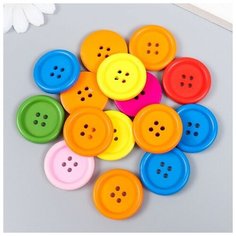 Пуговицы дерево для творчества 4 прокола "Простые" набор 15 шт 3х3 см Арт Узор