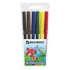 Набор фломастеров 6 цветов Brauberg "Wonderful butterfly" (вентилируемый колпачок) пластиковая упаковка (150521), 24 уп.