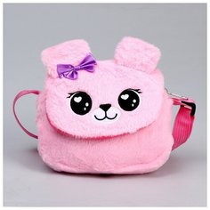 Сумка детская меховая "Мишка", розовый, 15х13х3 см Milo Toys