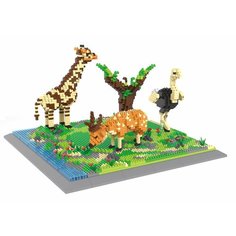 Конструктор 3D из миниблоков RTOY Любимые животные жираф, страус и олень 2120 элементов - JM6629