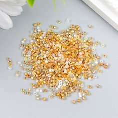 Бисер стекло , размер №12, Перламутр, Золотое ассорти 0,1 грамм , для рукоделия, плетения, вышивания Нет бренда