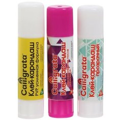 Клей-карандаш 9 грамм, набор 3 шт. (PVP, PVA, PVA цветной) Командор