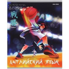 Тетрадь предметная 48 листов в клетку Аниме "Английский язык", обложка мелованный картон, тиснение холодной фольгой, ламинация Soft-Touch, блок офсет Проф Пресс
