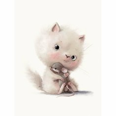 Скетчбук А6+ 40 листов "Котёнок и мышонок", обложка картон, твёрдая подложка, матовая ламинация, выборочный лак, блок 100 г/м2 Miland