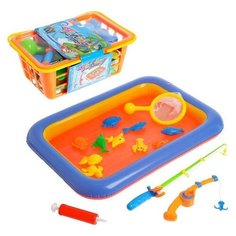 Рыбалка «Большой Улов»: бассейн, насос, 2 удочки, 1 сачок, 10 рыбок, микс Romanoff